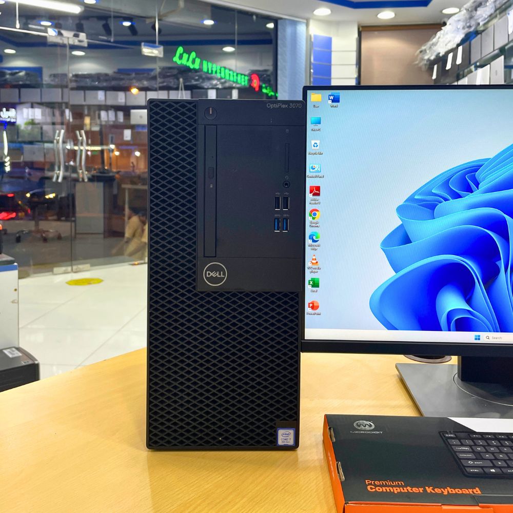 DELL OPTIPLEX 3070 TOWER PC i7 8th Gen Ram 16GB SSD 512GB DELL MONITOR 24” BAZELLES WINDOWS 11 PRO