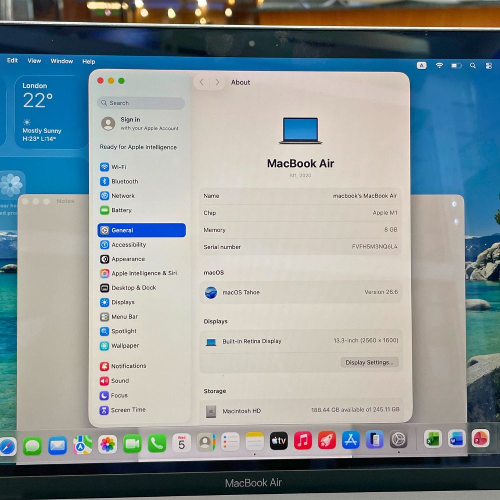 APPLE MACKBOOK AIR [2020] APPLE M1 CHIP RAM 8GB SSD 256GB SCREEN 13.3" 2K